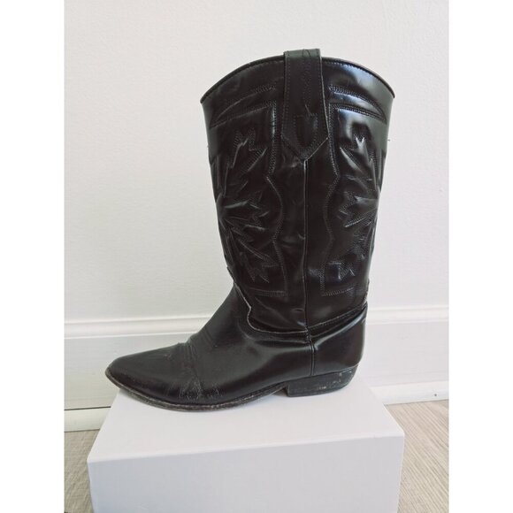 Seychelles Black Leather Western Rodeo Cowboy Cowgirl Mid Calf Boots Shoes 7.5 - Picture 3 of 14